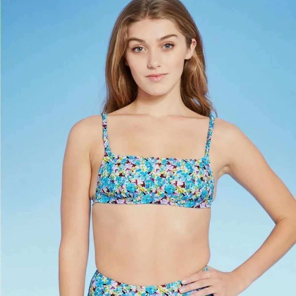 Juniors' Apron Front Bralette Bikini Top - Xhilaration Multi Floral M
